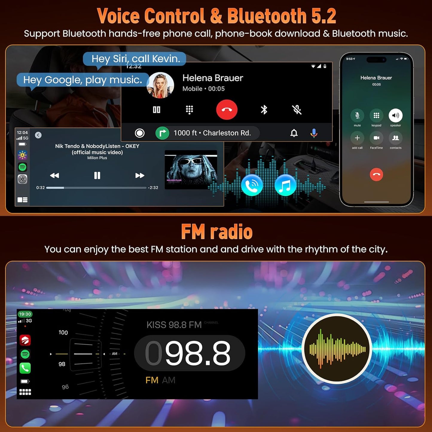(8Core + Android 15) 6.8 Inch QLED Touch Screen Car Radio for Dodge Ram 1500 2500 (1994-2001),for Dodge Grand Caravan (1992-2000), Support Carplay& Android Auto& Mirror Link &Bluetooth&GPS&FM Radio For Dodge Ram 1500/2500 1994-2001