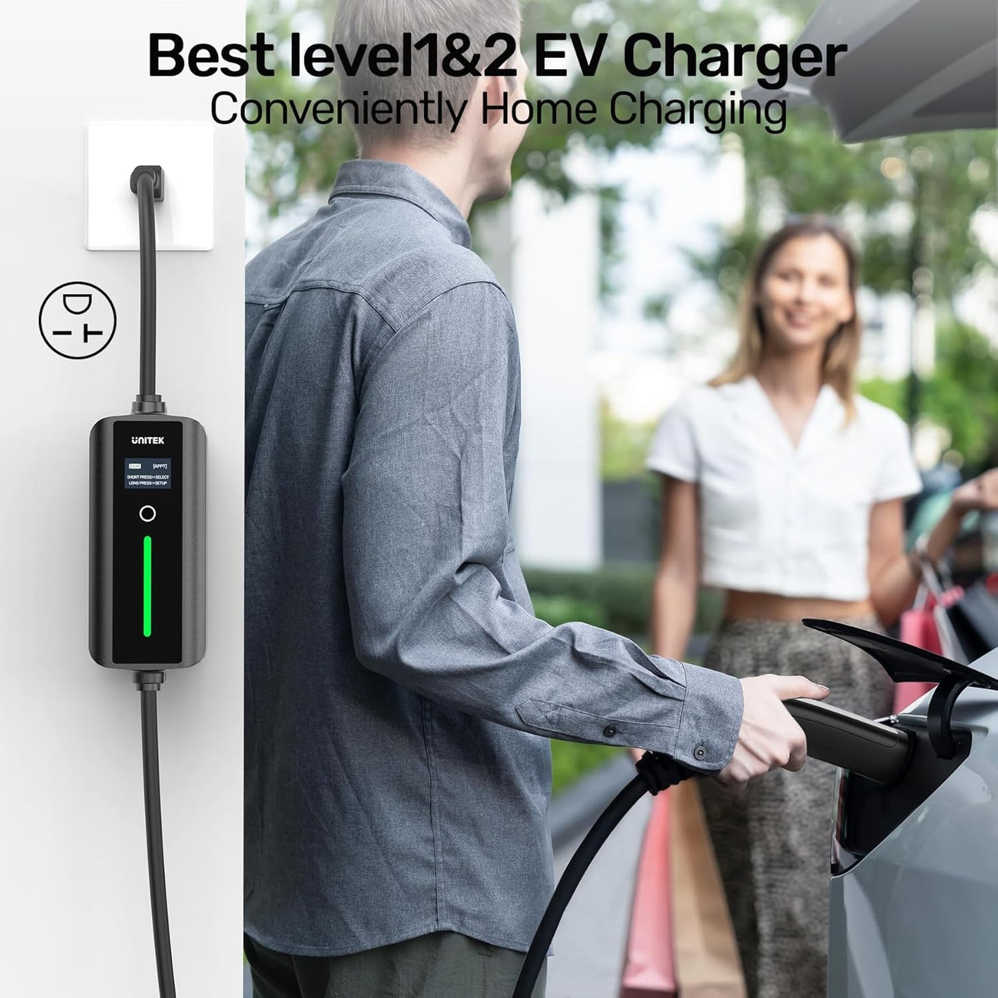 Unitek Level 1 & 2 Tesla Wall Charger - Portable EV Charger for All Tesla, 16Amp 3.5KW 240V Mobile Charger Connector for Tesla, EV Charging Station