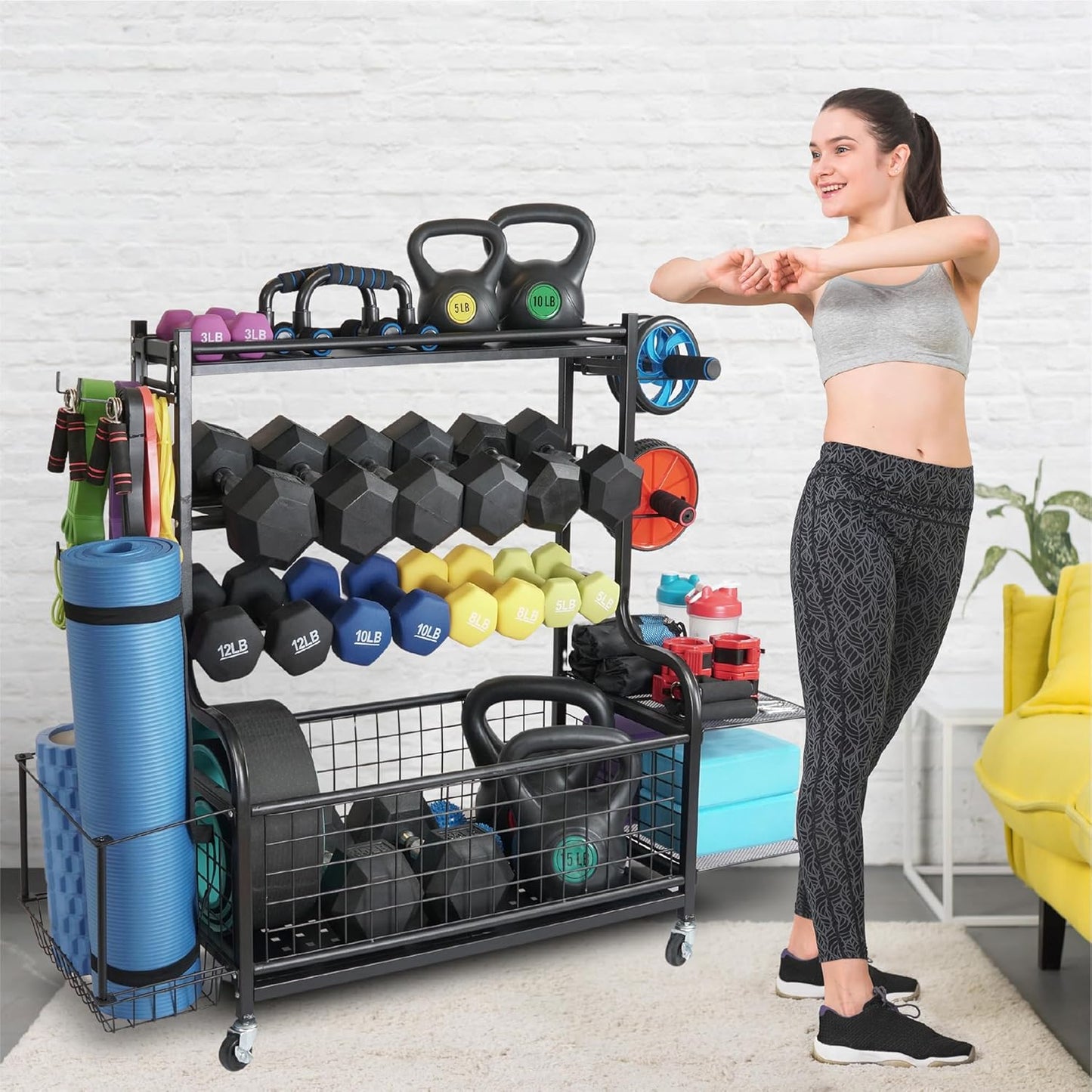 Dumbbell Rack, Heavy Duty Weight Rack for Home Gym with Extra Strong Sheet Steel Shelf and Base