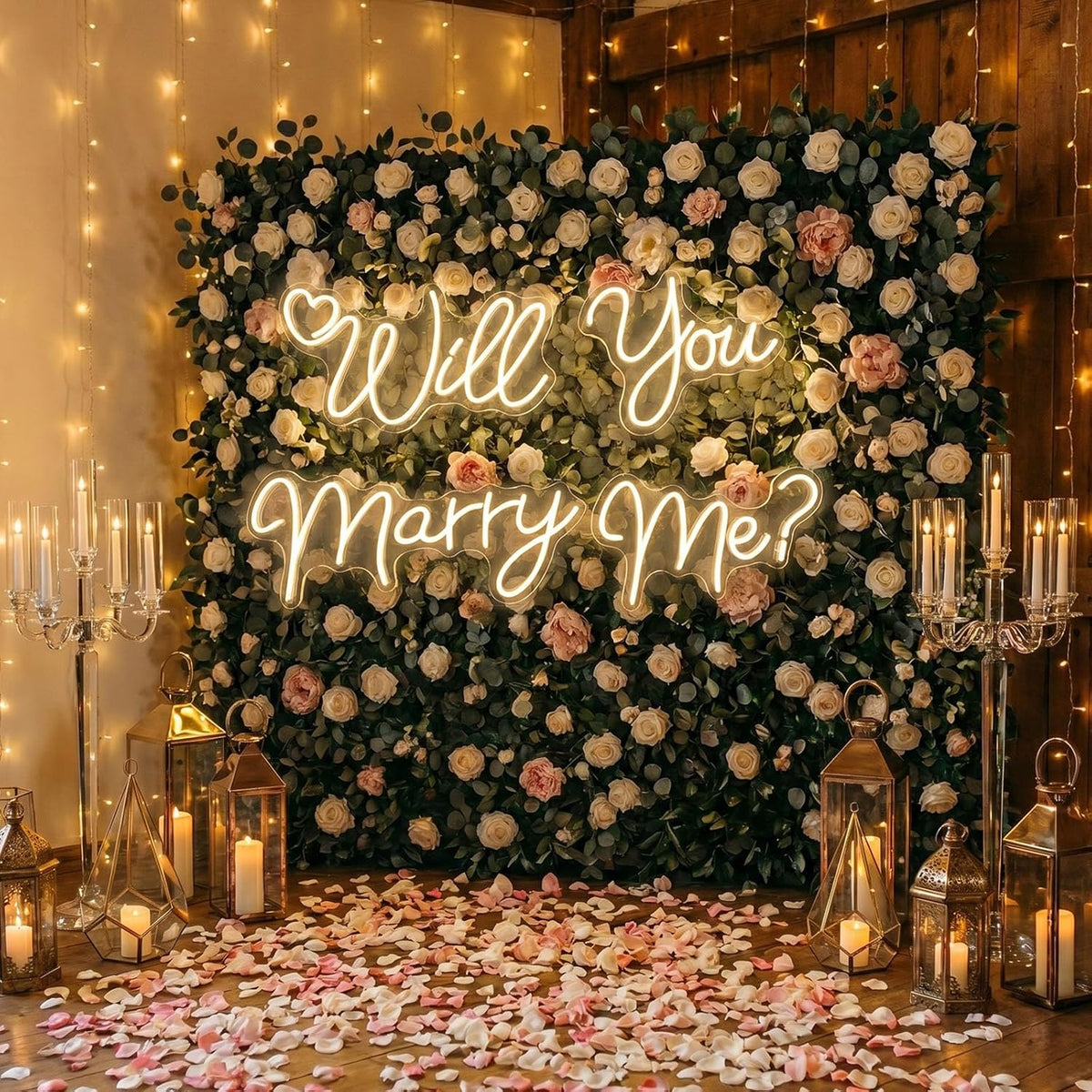 Will You Marry Me Neon Sign, Large 4-Piece LED Neon Light, 85.5 x 11.6 in