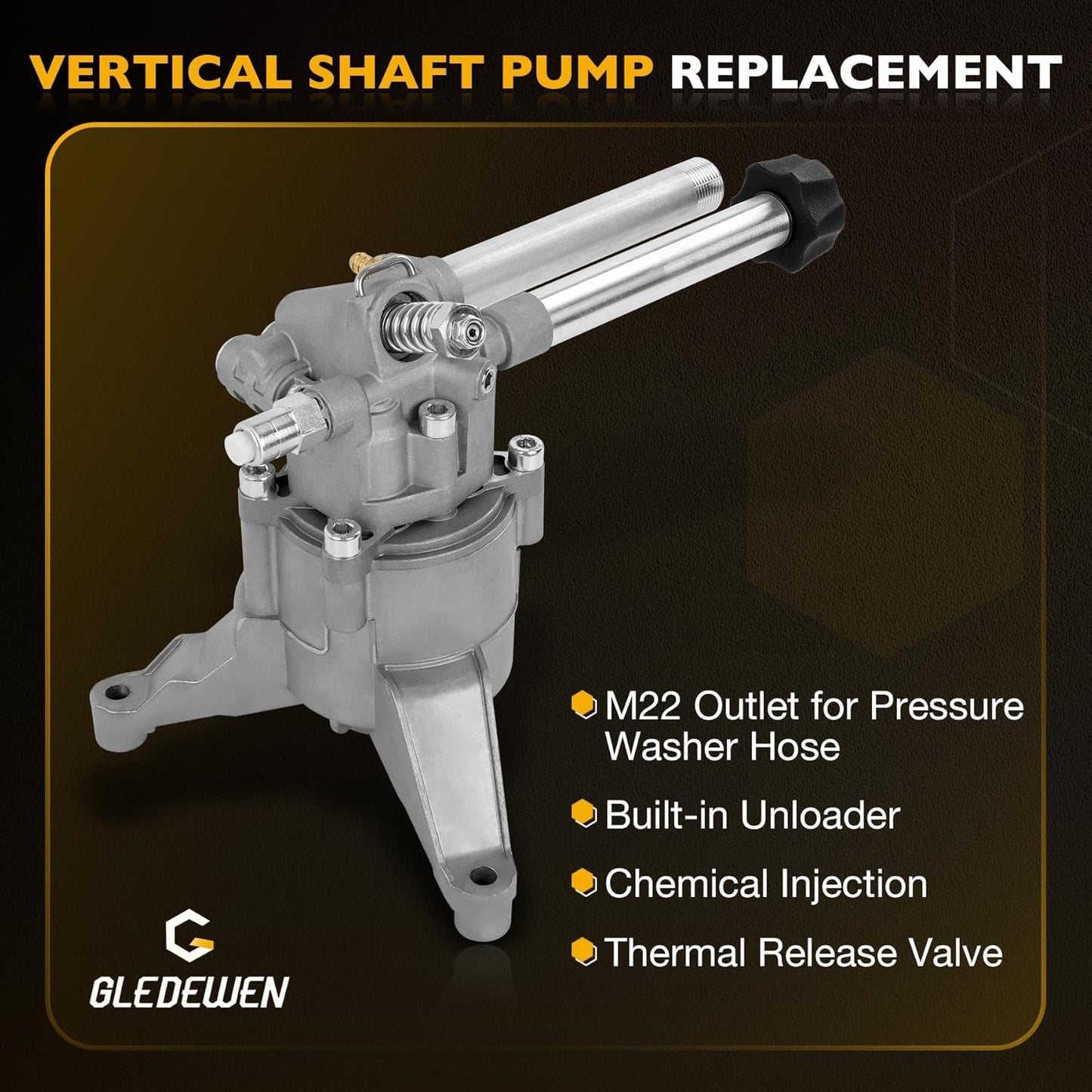 Pressure Washer Pump with 5 Nozzle Fits for SRMW22G26-EZ 2.2G24, 2.2 2.5 GPM 2600-3000 PSI 7/8" Shaft Vertical for TroyBilt, Karcher, Craftsman, Generac for Most 4-7 HP Engines