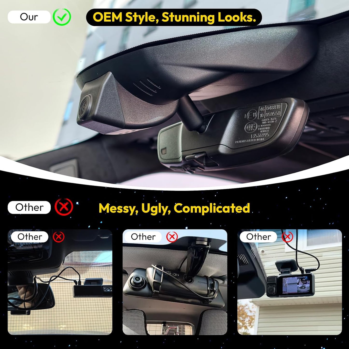 Front 4K and Rear 1080P Dash Cam fit GMC Sierra 1500 2022-2026 HD 2024-2026 Pro SLE Elevation SLT AT4X Denali Ultimate Accessories (Model C),Integrated Camera,OEM Look,GPS,HDR,5.8G WiFi,128GB