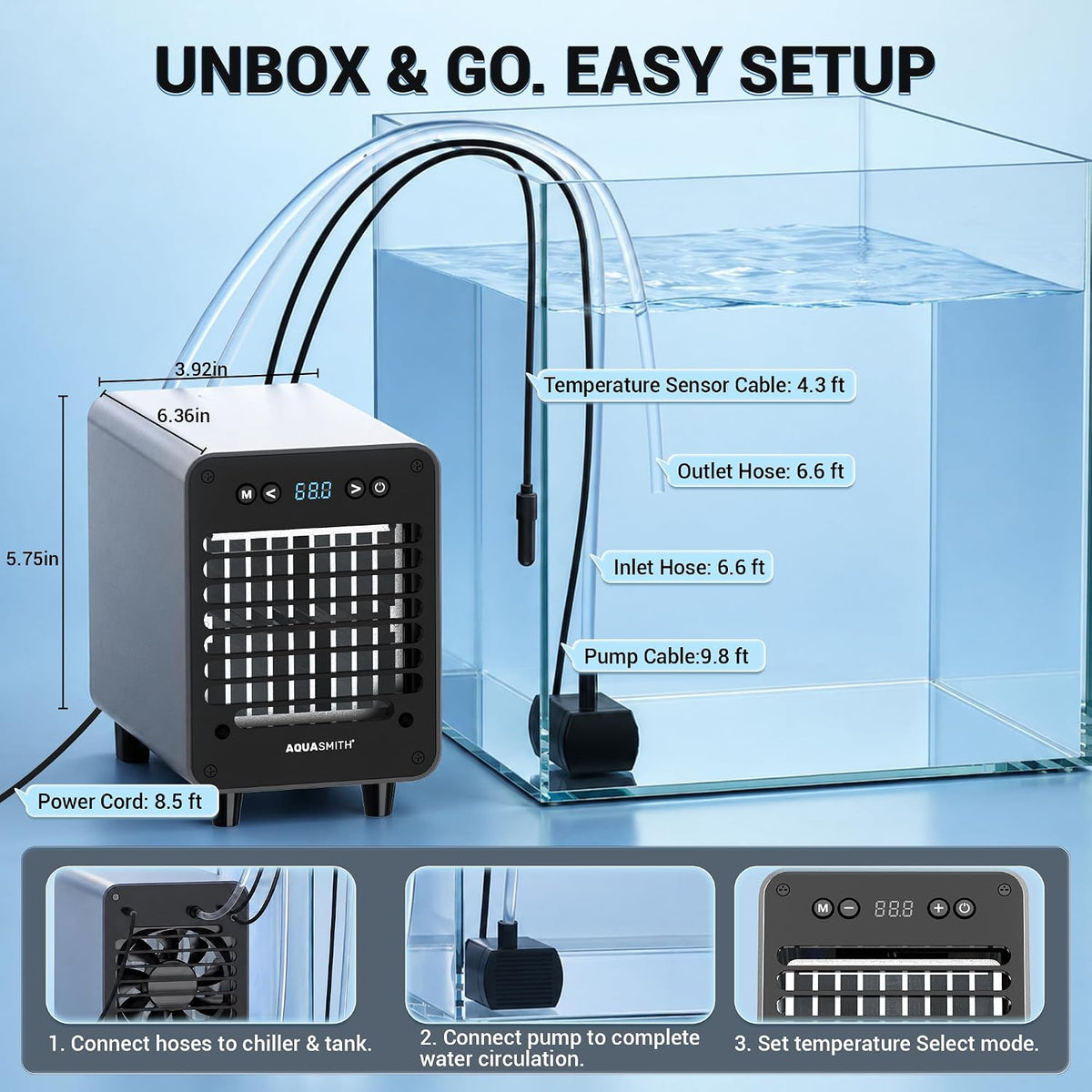 AQUASMITH Mini Aquarium Chiller Semiconductor Cooler & Heater