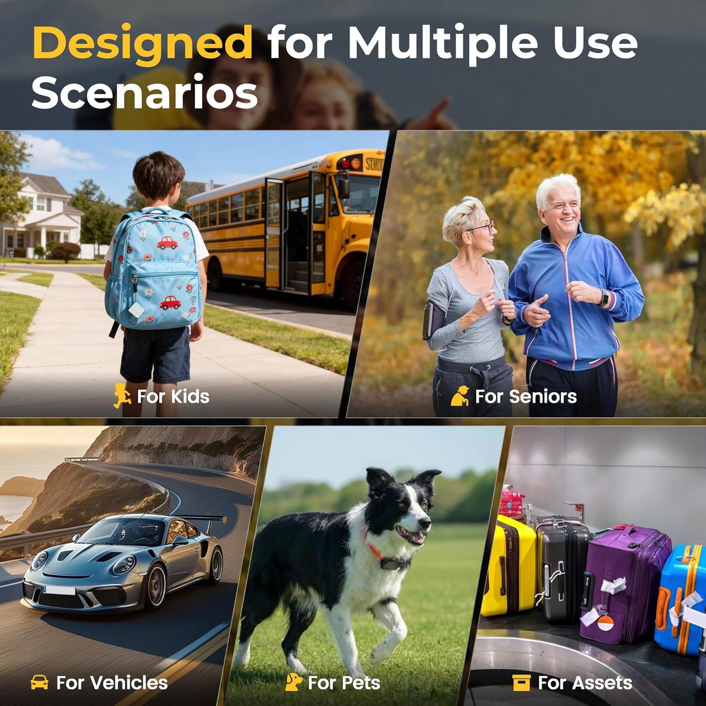 QuadTrack GPS Tracker for Vehicles, Car GPS Tracking Device with 6-Month Data Plan, Real-Time 4G LTE Vehicle Tracker, 3-Year Battery Life, Geo-Fence, Magnetic Mount, Fleet & Personal Use Black (Free 6 Months Included)