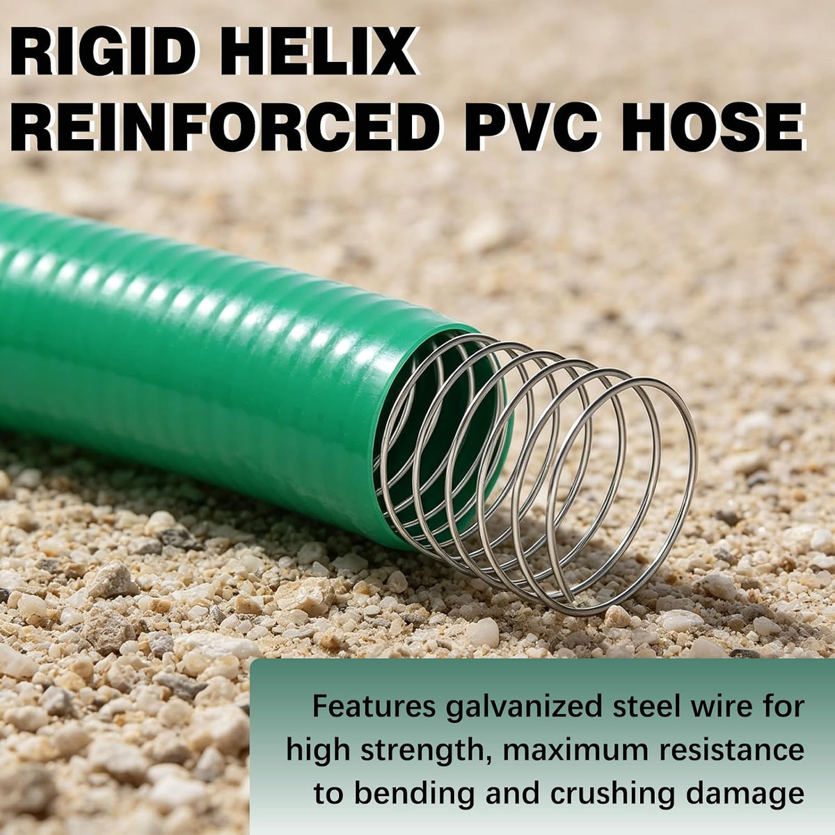 2 in x 25 ft PVC Suction Hose, 90 PSI Water Pump Hose for Water Transfer