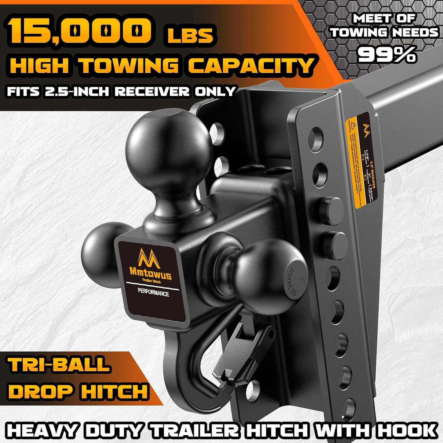 Adjustable Trailer Hitch -Drop Hitch Fit 2.5" Receiver-8" Drop/Rise