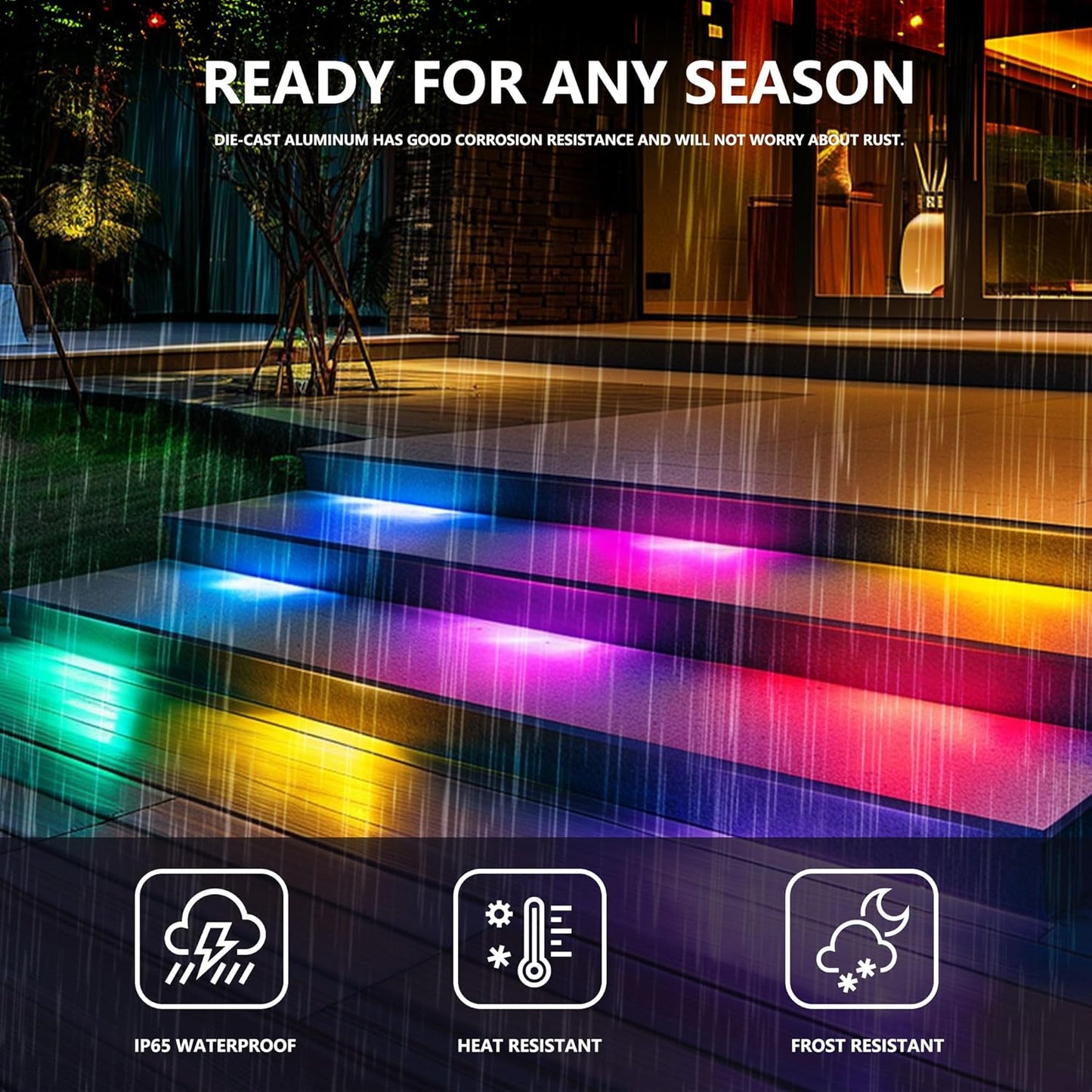 SLARY 8 Pack 7 inch RGB LED Hardscape Lighting Step Lights Retaining Wall Lights with Color Changing & Warm White Mode Low Voltage Landscape Paver