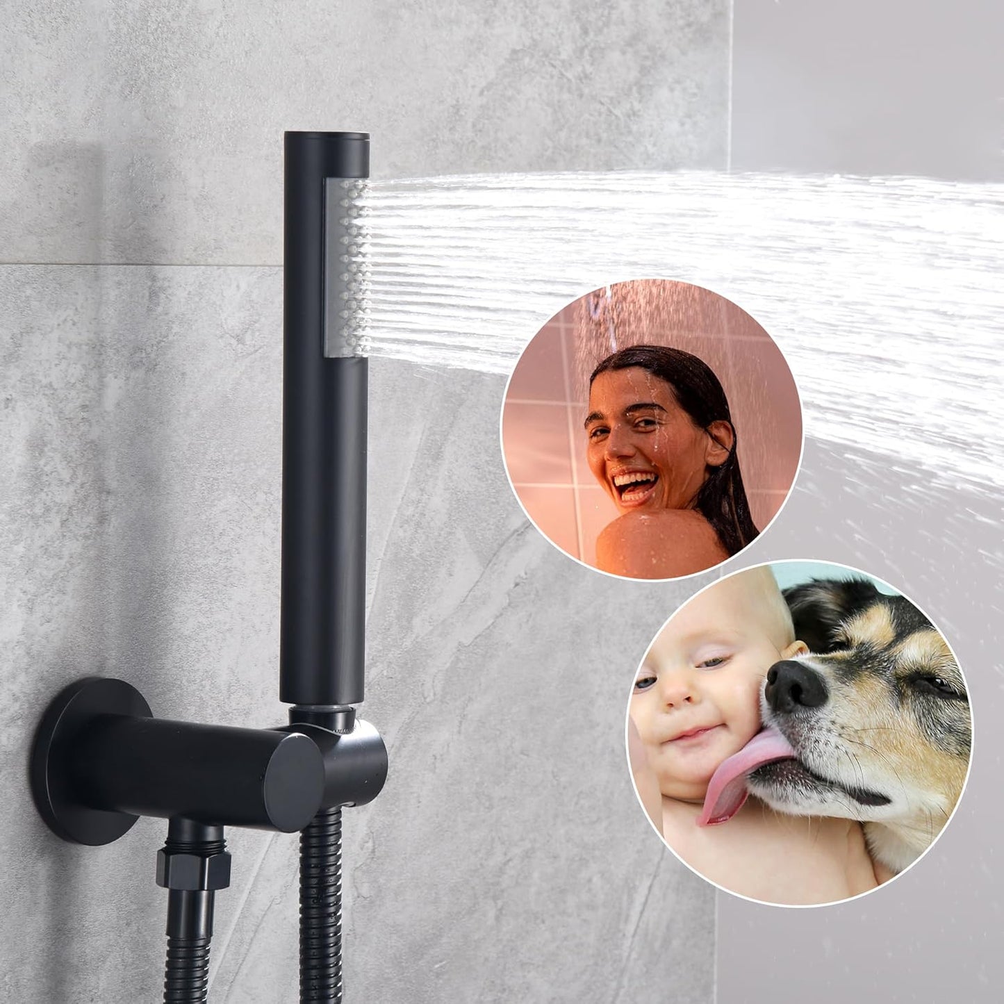 Foroute Black Shower Faucets Sets Complete, Matte Black Shower Fixtures, Shower System with 10 Inch Rainfall Shower Head And High Pressure Handheld,