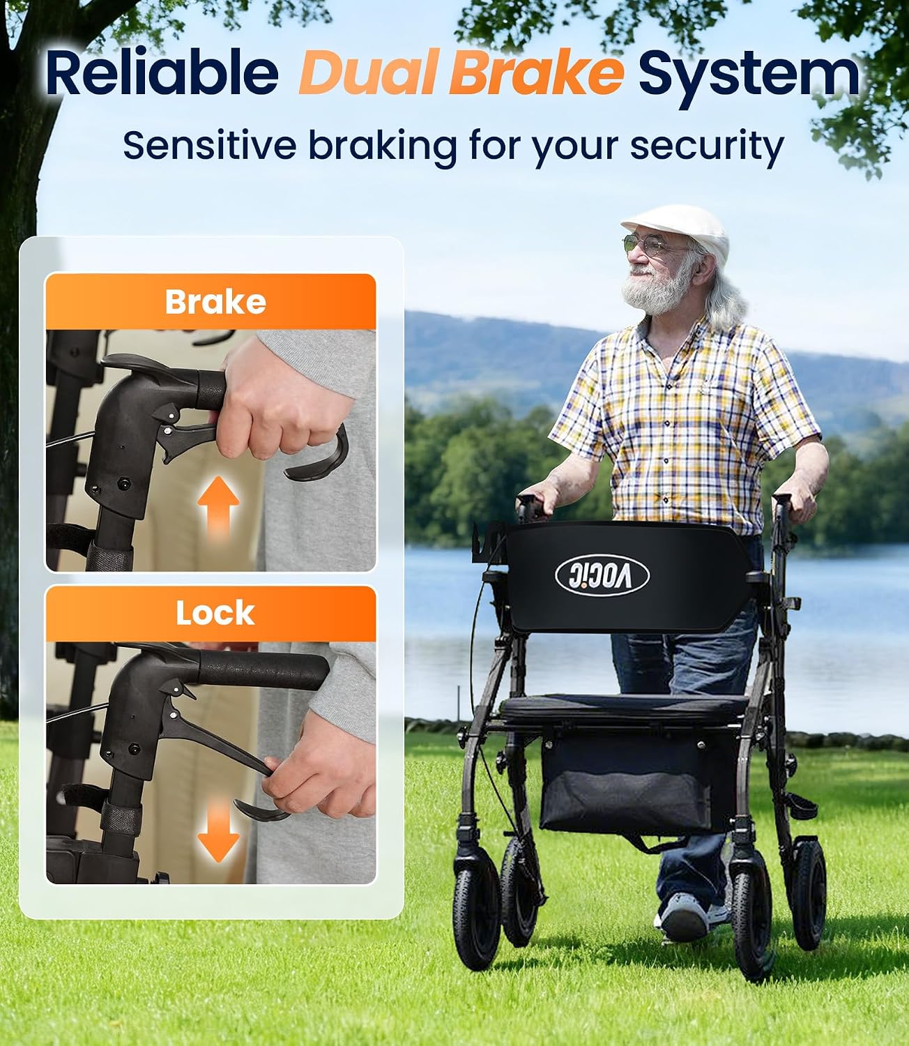 Walkers for Seniors Z59, 2 in 1 Walker Wheelchair Combo, 400 LBS Weight Capacity, 10" All Terrain Rollator with Cup Holder
