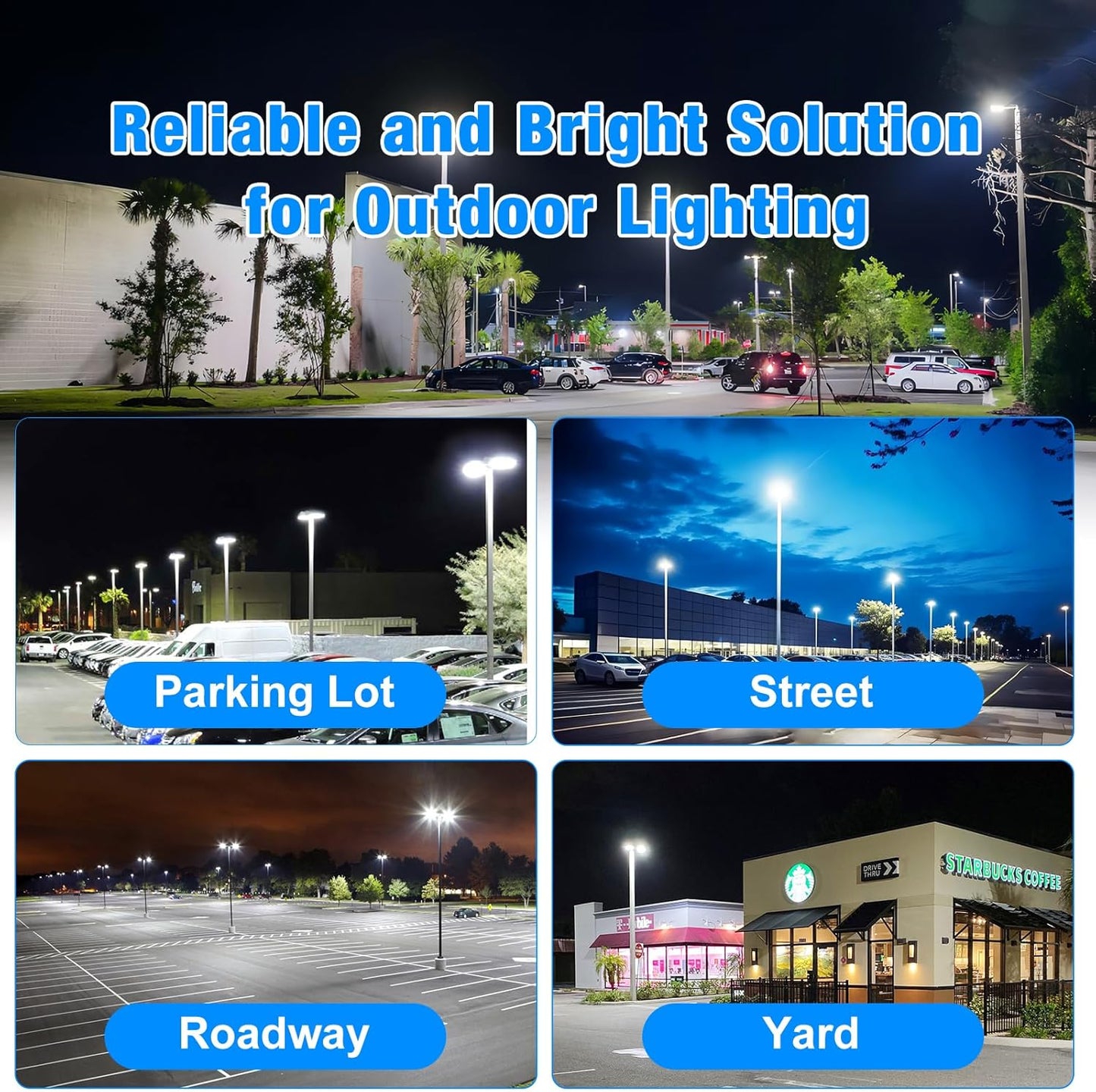 LED Parking Lot Light, 300W,42000LM 5000K 120-277V Daylight, LED Shoebox Light with Dusk to Dawn Photocell, Slipfitter Moun