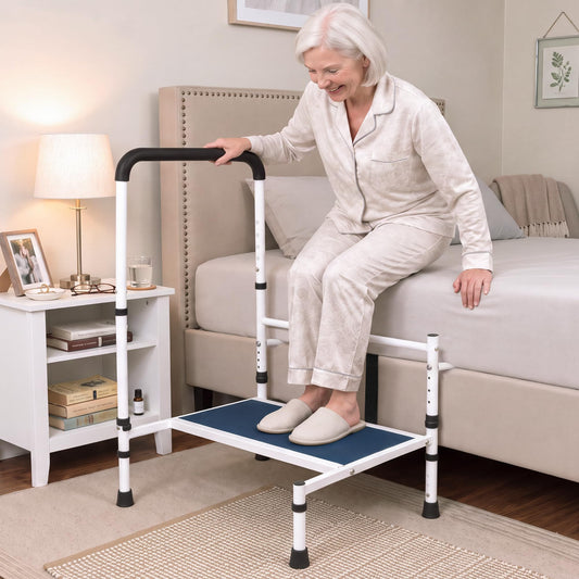 Bed Step Stool for Adults, 5-Level Handrail & 3-LevelStep, 500LBS