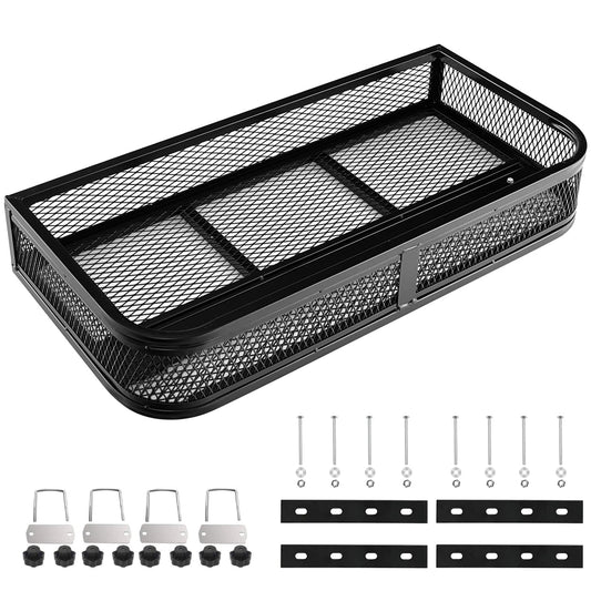 ORCISH Heavy Duty ATV Front Cargo Basket, 17" W x 35" L x 6" H Steel Mesh Rack with Mounting Kit, Universal ATV/UTV Storage Basket for Gear, Luggage, Camping, Hunting, and Outdoor Use