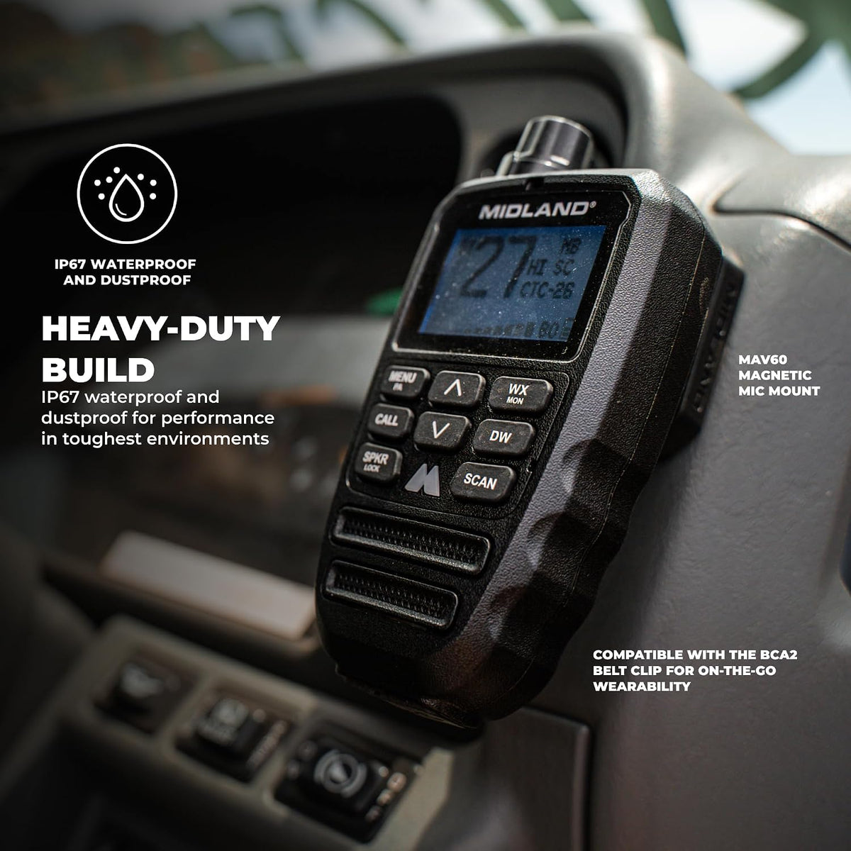 Midland MXT295 15W MicroMobile GMRS Two-Way Radio with Bluetooth Mic