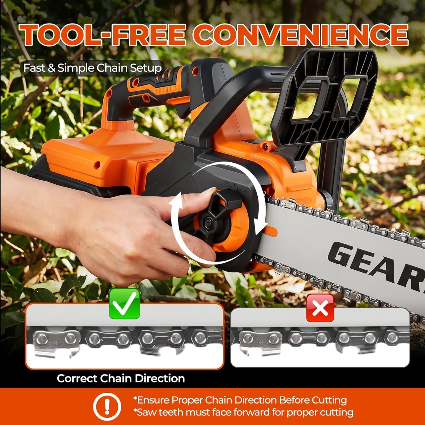 42V 16-Inch Cordless Chainsaw with 2x 4.5Ah Battery & Dual Fast Charger, Brushless Electric Chain Saw, Tool-Free Tensioning, Auto Oiling, Chain Brake, for Tree Wood Cutting Yard Work