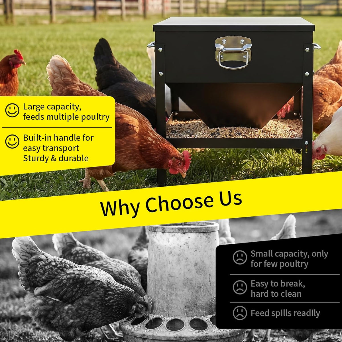 Automatic Large No Waste Chicken Feeder and Waterer Set