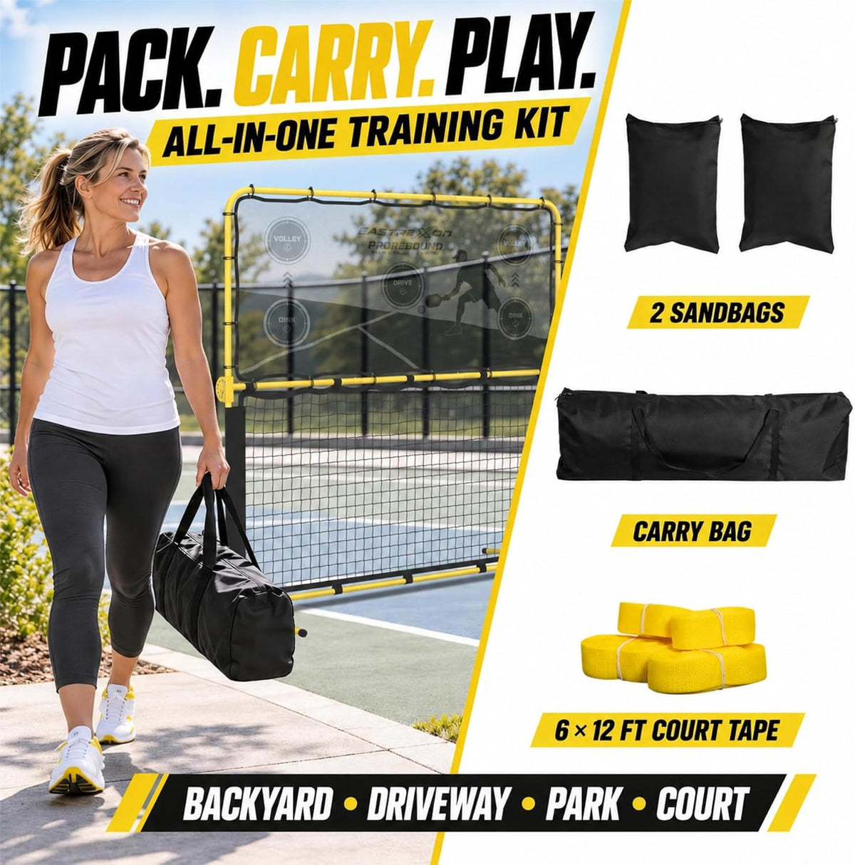 3-in-1 Pickleball Rebounder, Pickleball Trainer for Solo Practice 5.5x6 FT