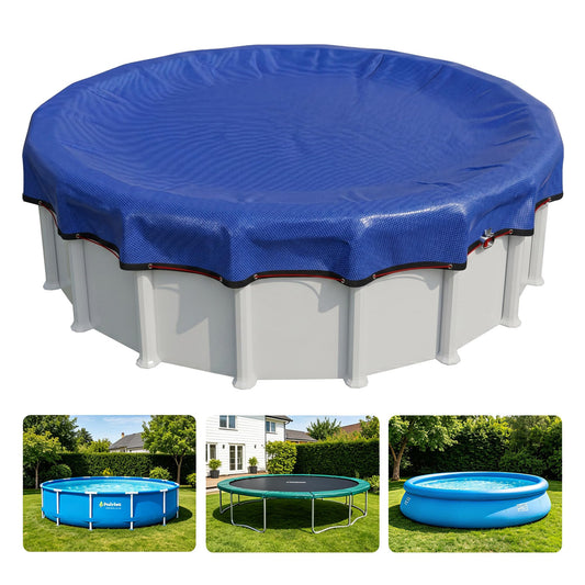 24ft Pool Covers for Above Ground Pools Blue 24 ft Round Winter Cover by PoolTrivo with Upgraded Winch | Heavy Duty 500D Oxford & 195gsm UV Resistant | Fits 24' Pools