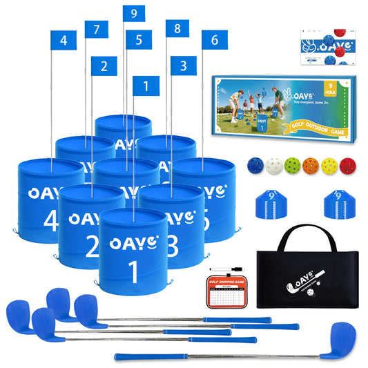 Backyard Golf Game Set, 9 Hole Lawn Golf with Clubs(4R1L) & Carry Bag | 35.5" One-Piece Clubs, Multi-Surface Play: Outdoor, Lawn, Park, Beach, Yard. Golf Fun for Adults, Amateur & Family
