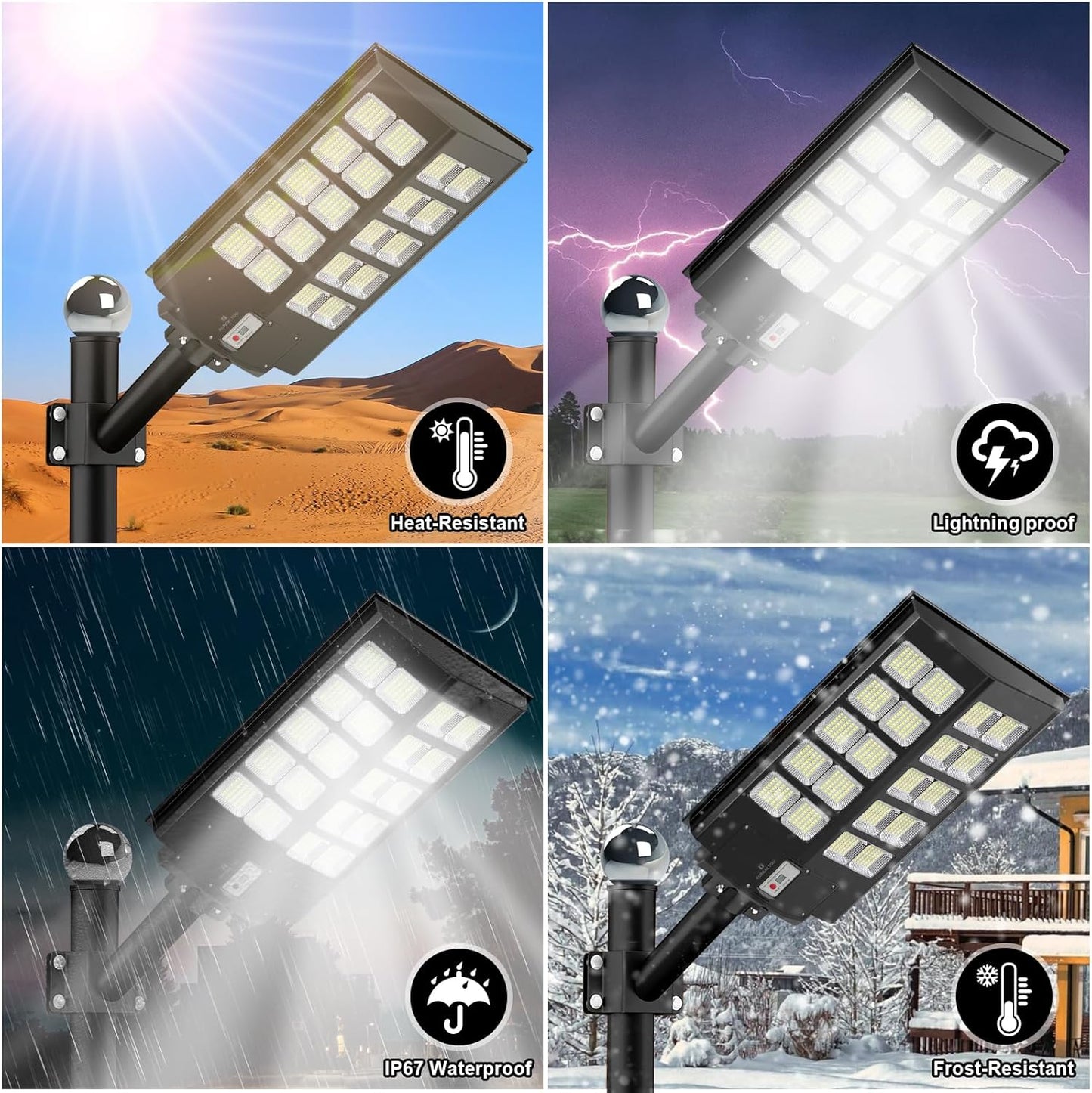 forealtou 1500W Solar Street Light Outdoor 8000K LED Solar Flood Light Dusk to Dawn, IP67 Waterproof 18000LM Solar Powered Outdoor Lights Motion