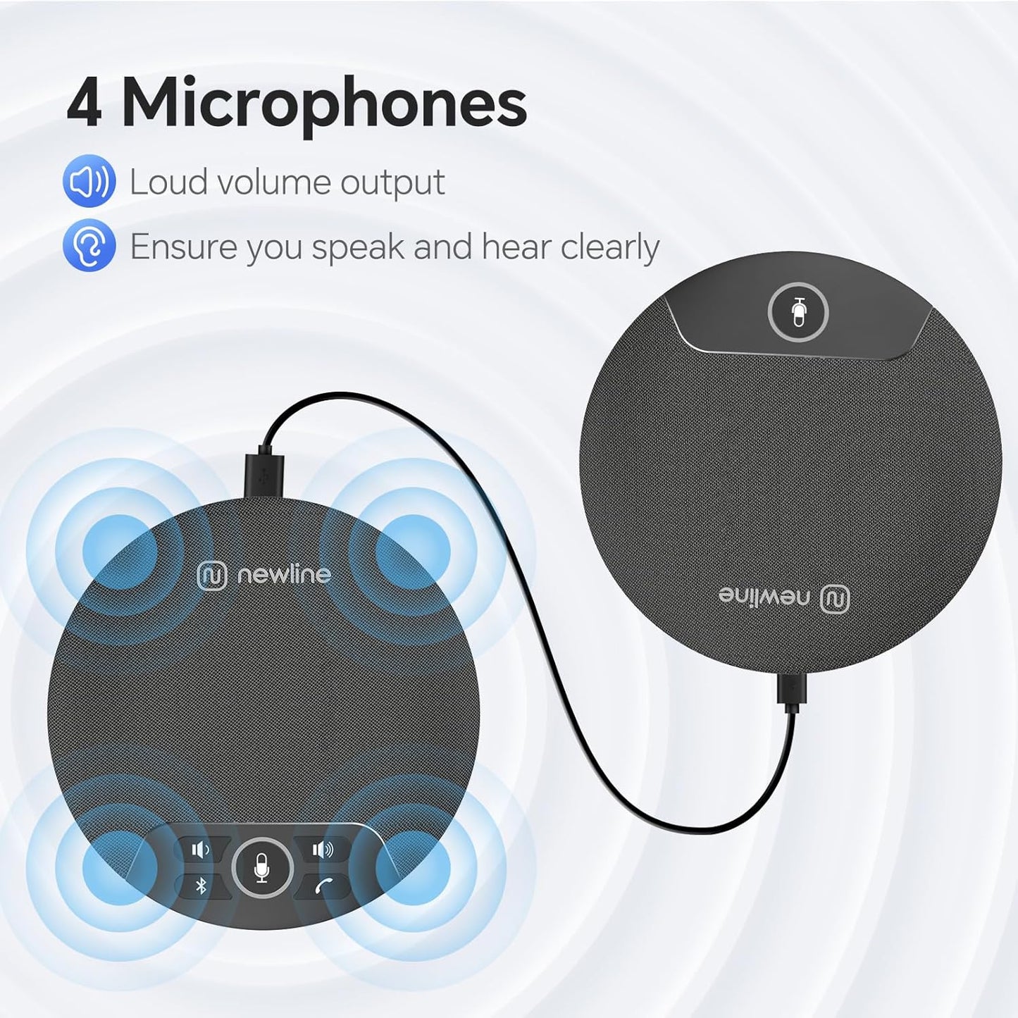 Bluetooth Speakerphone 2pk Bundle Conference Speaker and Microphone 360 Voice Pickup Noise Reduction Home Office USB Speakerphone with Daisy Chain