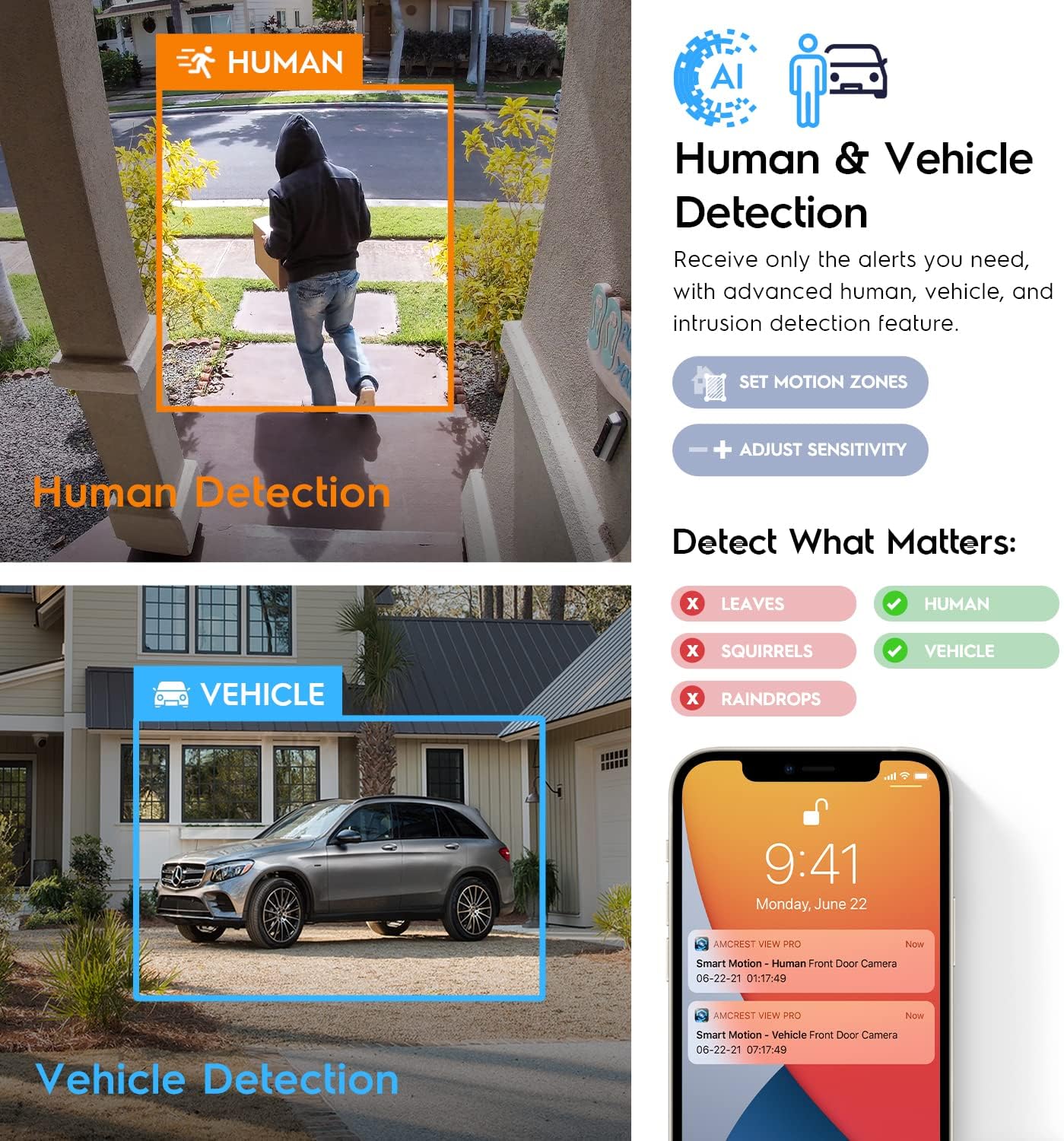 Amcrest 5MP Security Camera System, 4K 8CH PoE (4) x 5-Megapixel Night Color Bullet POE IP Cameras, Active Deterrent, Pre-Installed 2TB Hard Drive, Night Vision-2TB (Black)
