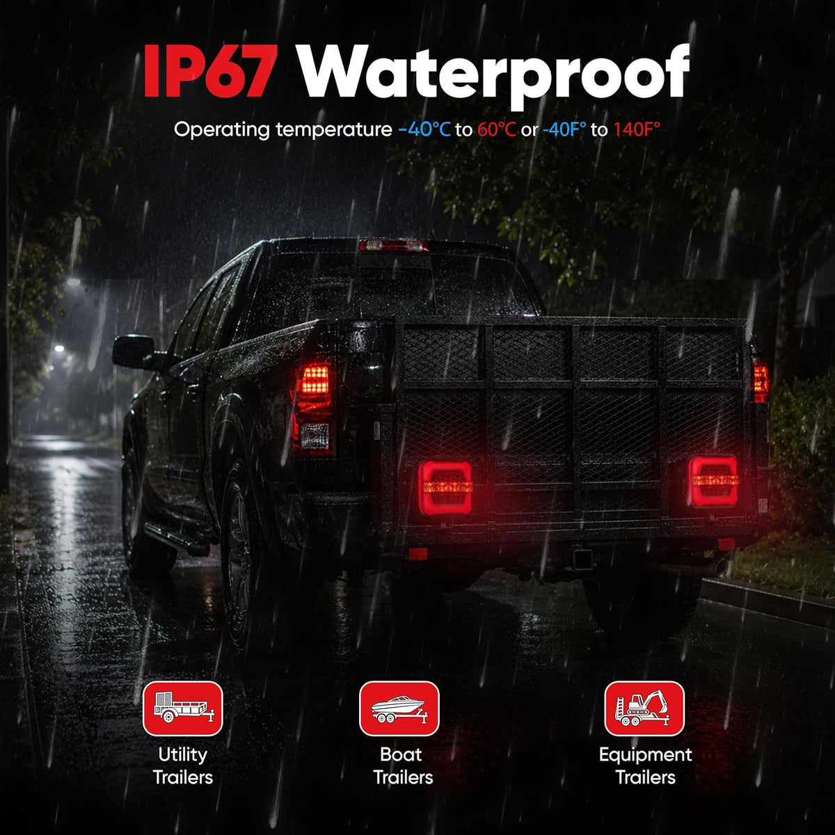 Wireless Magnetic Trailer Lights, Rechargeable USB-C Tow Light Kit 2 Mounting Options | 30s Magnetic Mount | 100ft Stable Range | USB-C 9H Runtime | IP67 Waterproof | 5 Light Functions