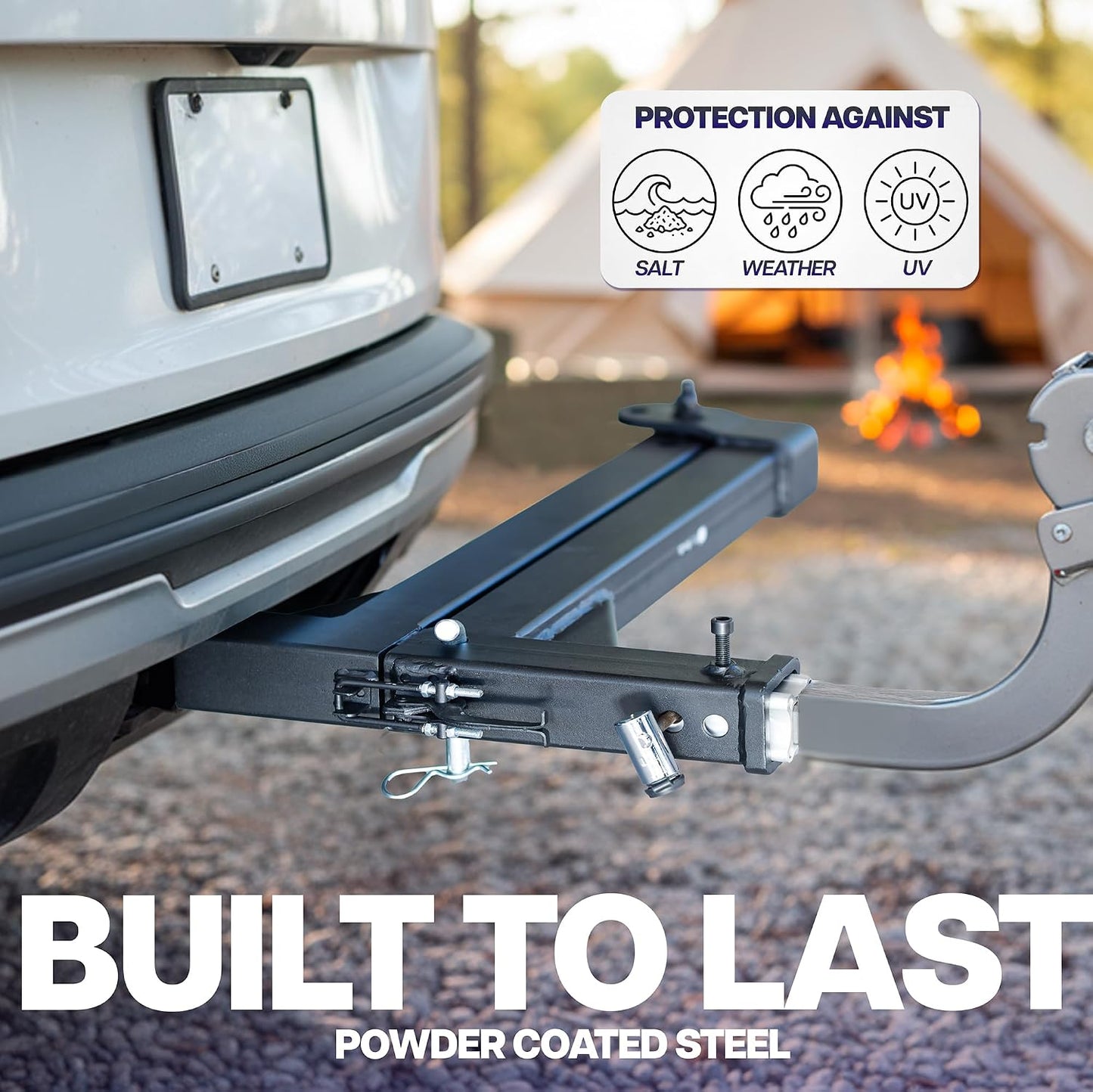 Heavy Duty Swing Away Hitch Adapter, Compatible with Most 2 Inch Hitch Racks, 300 lb Capacity, 90 Degree Rotation Fold Away Hitch, Adapter Only, Fits Bike & Luggage Racks, Black, LF-BRSH