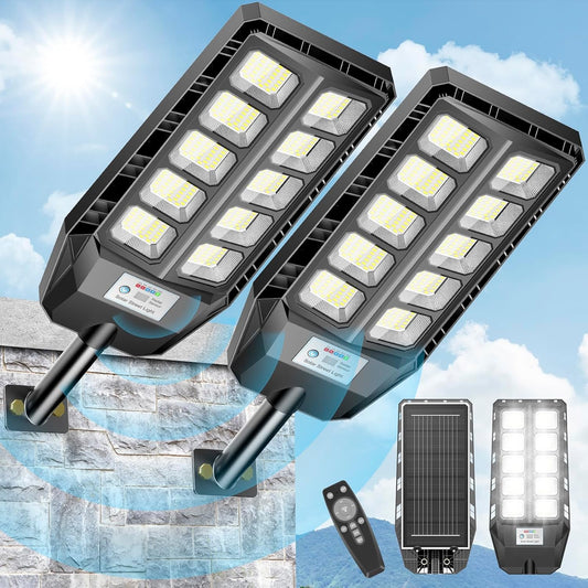 Solar Lights Outdoor, IP66 Waterproof Solar Street Lights, Solar Lights Outdoor for Outside 6500K Dusk to Dawn with Motion Sensor Solar Security