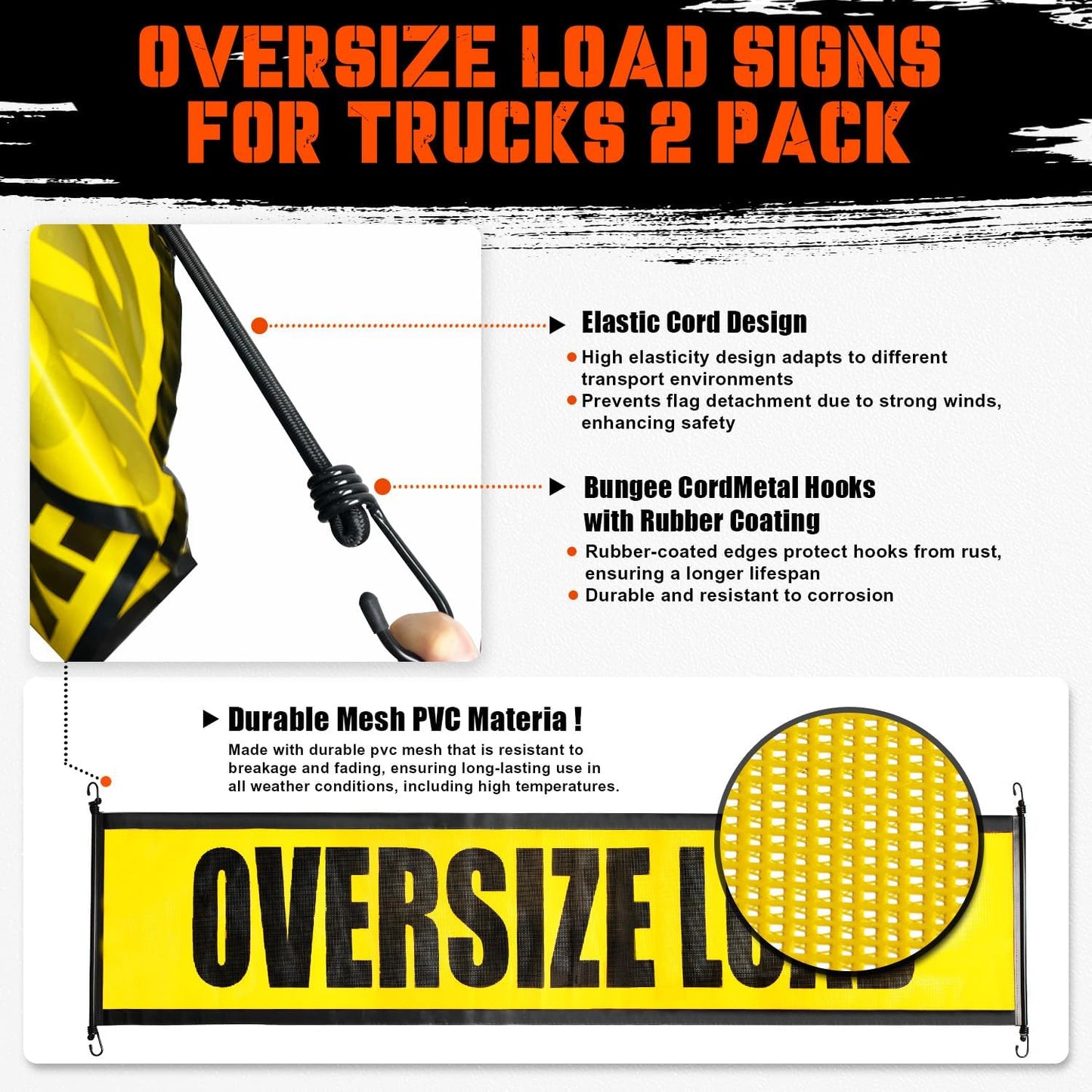 Oversize Load Warning Kit - DOT Compliant Flags & Wide Load Signs for Trucks, Reflective Red Safety Flag with Steel Pole