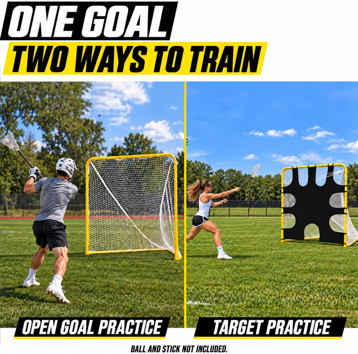 Lacrosse Goal with Target Sheet, 6x6x7 FT, Folding Steel Frame