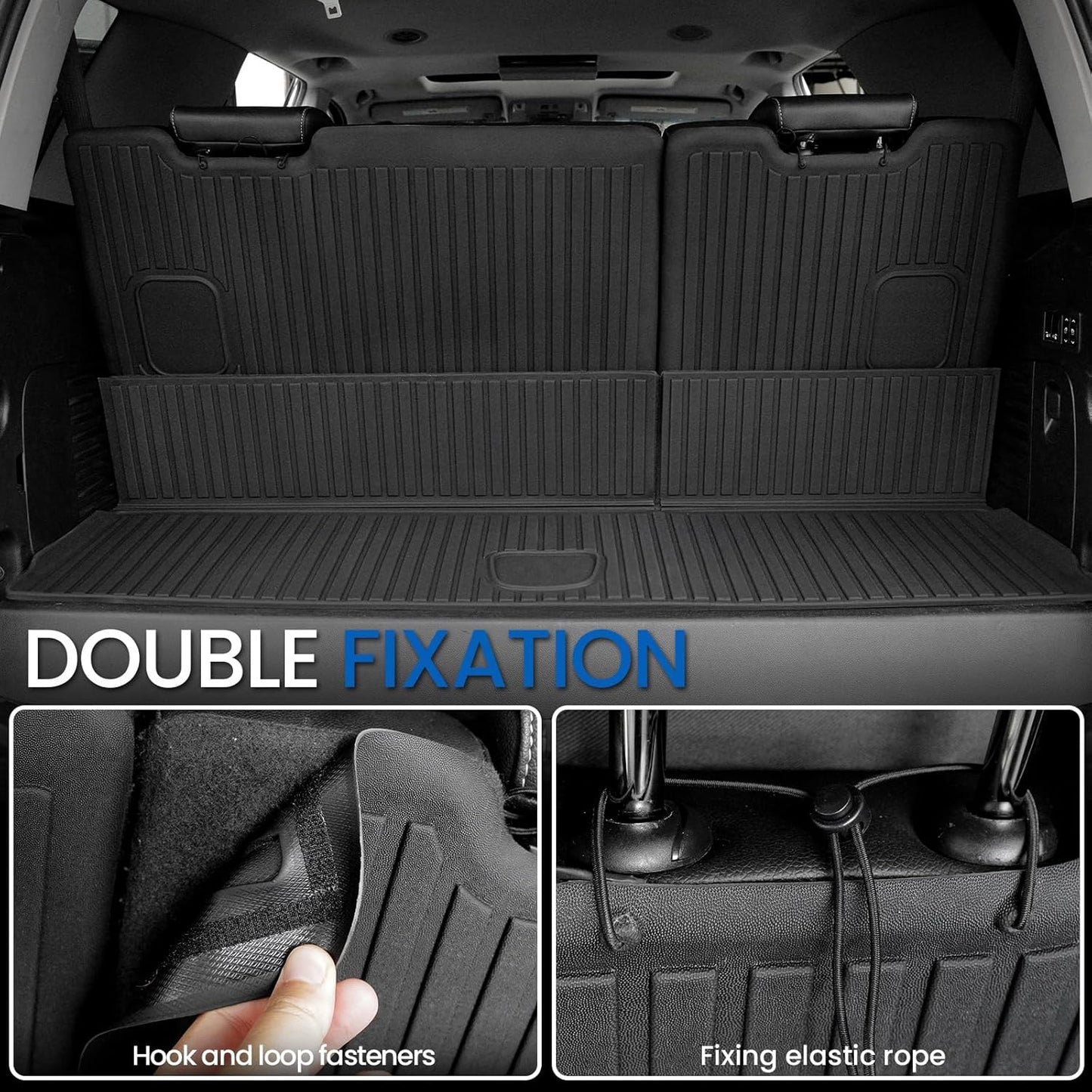 Floor Mats Set for 2015-2020 Chevrolet Chevy Tahoe/GMC Yukon 7 Seat (Not fit Yukon XL), All Weather TPE Cargo Liner Backrest Mat Trunk Mat Door Sill Guards Accessories