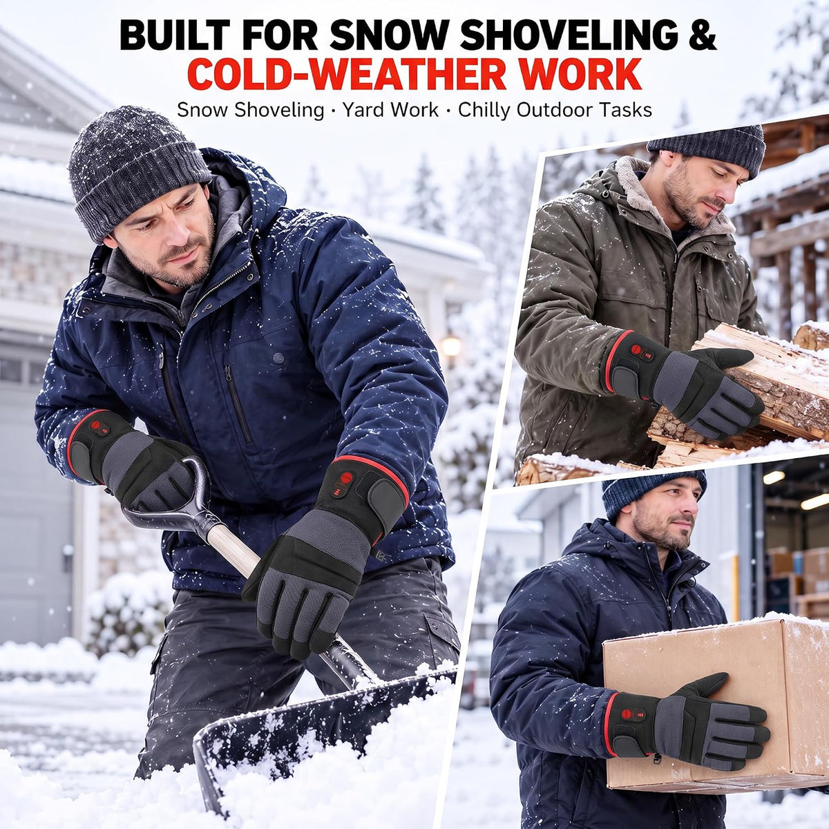 SUN WILL Heated Work Gloves for Men & Women, Rechargeable Winter Gloves Black&grey X-Large