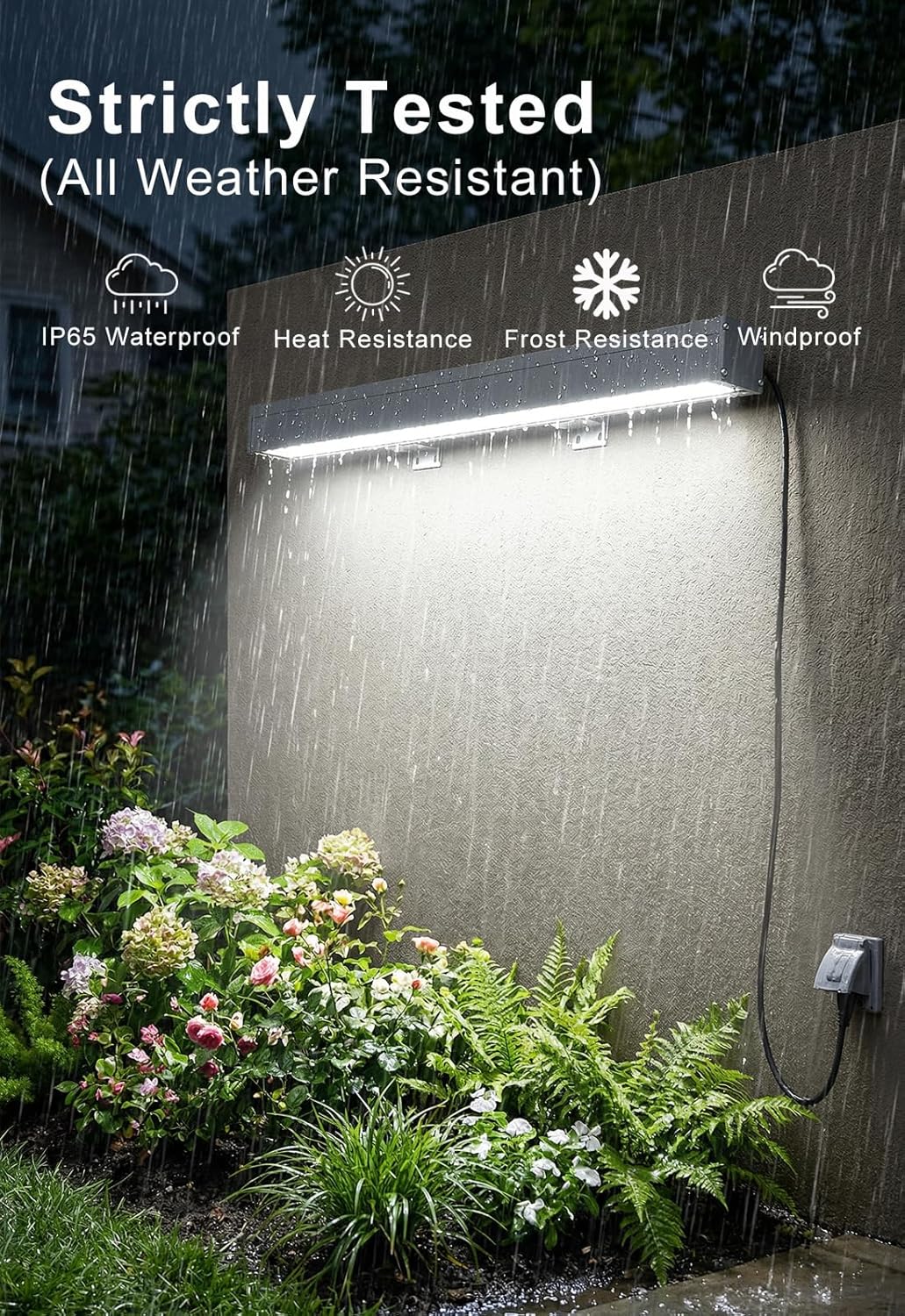 72W LED Wall Washer Lights- 40″ 8000LM 5000K Daylight White Linear Lights- IP65 Waterproof Outdoor Wall Washing Light- 120V Plug in LED Light Bar for Wall, Billboard, Commercial & Indoor Lighting