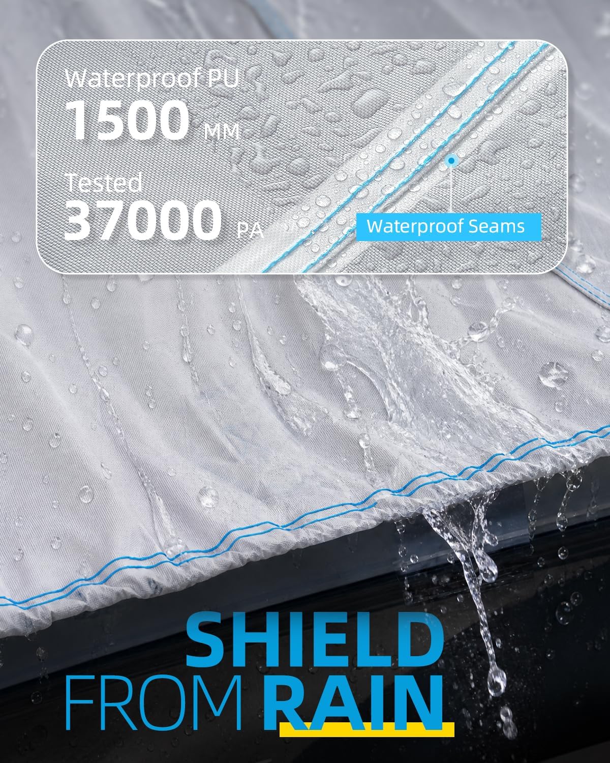 OCEANBROAD 1200D Pontoon Boat Cover Heavy-Duty Waterproof Anti-UV with Bag Gray For 22'-24' Length, Beam Width up to 8.5' / 102''
