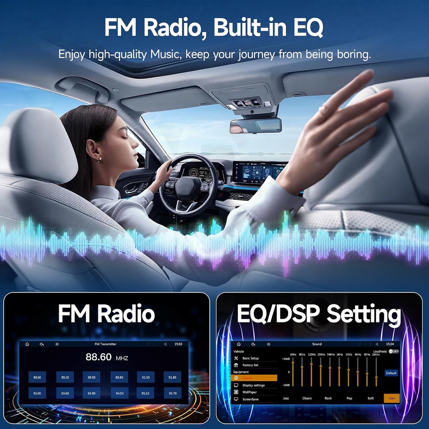 6.86" Car Stereo Single Din Car Radio with Apple Carplay & Android Auto | Wired Mirror Link, Bluetooth 5.1, IPS Touchscreen, HD Night Vision Backup Camera, FM Radio, EQ, SWC,USB&Type-C Fast Charging
