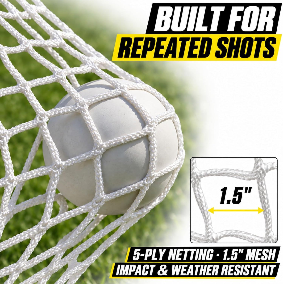 Lacrosse Goal with Target Sheet, 6x6x7 FT, Folding Steel Frame