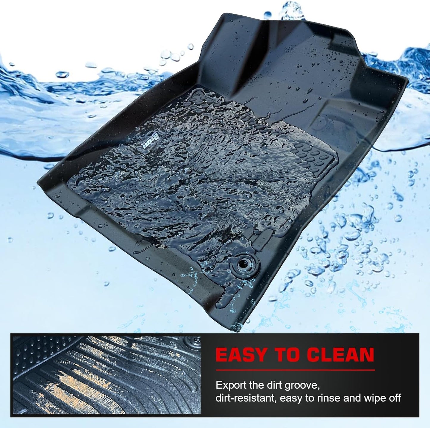 3D TPE Floor Mats, Compatible with 2017-2023 Chevrolet Bolt EV, All Weather Waterproof Anti-Slip Floor Liners, Front & 2nd Row Full Set Car Interior Accessories, Black