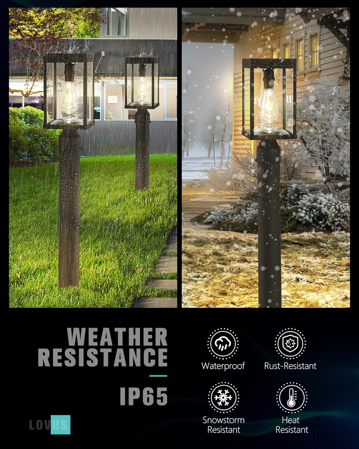 2-Pack Solar Post Lights Outdoor, Color Temperature, Remote-Controlled, Outside Solar Post Lamp with Pier & Pole Mount Options