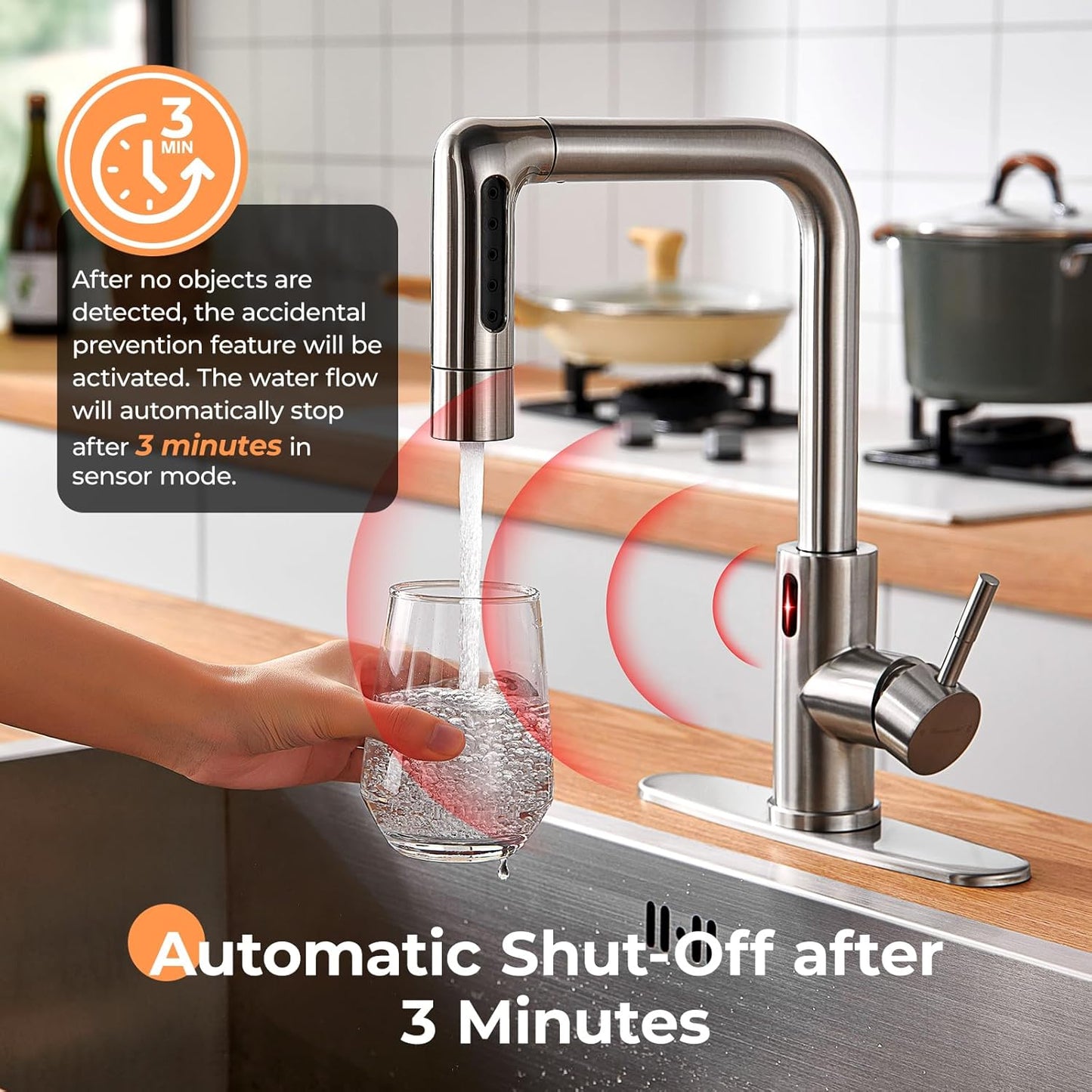 Charmingwater Touchless Kitchen Faucet with 5 Modes Pull Down Sprayer