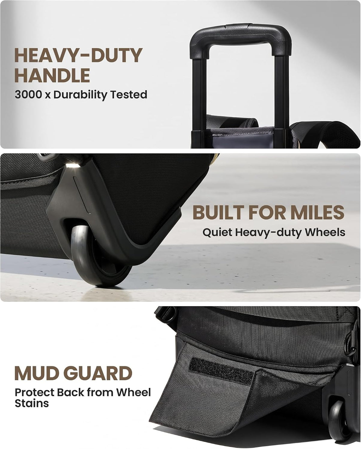 Underseat Rolling Backpack with Wheels, Black Backpack by Fanwoli