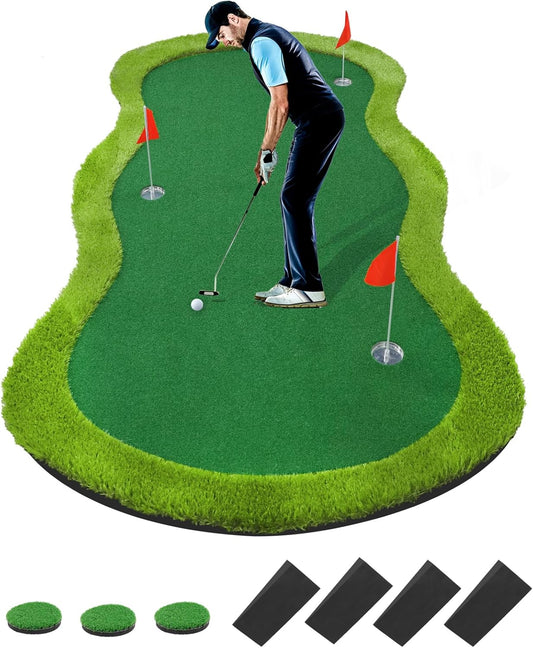 Golf Putting Green, 5 x 10 Ft. Golf Putting Mat, Golf Practice Mat, Professional Golf Training Aid for Indoor & Outdoor, Golf Green Mat w/ 3 Hole