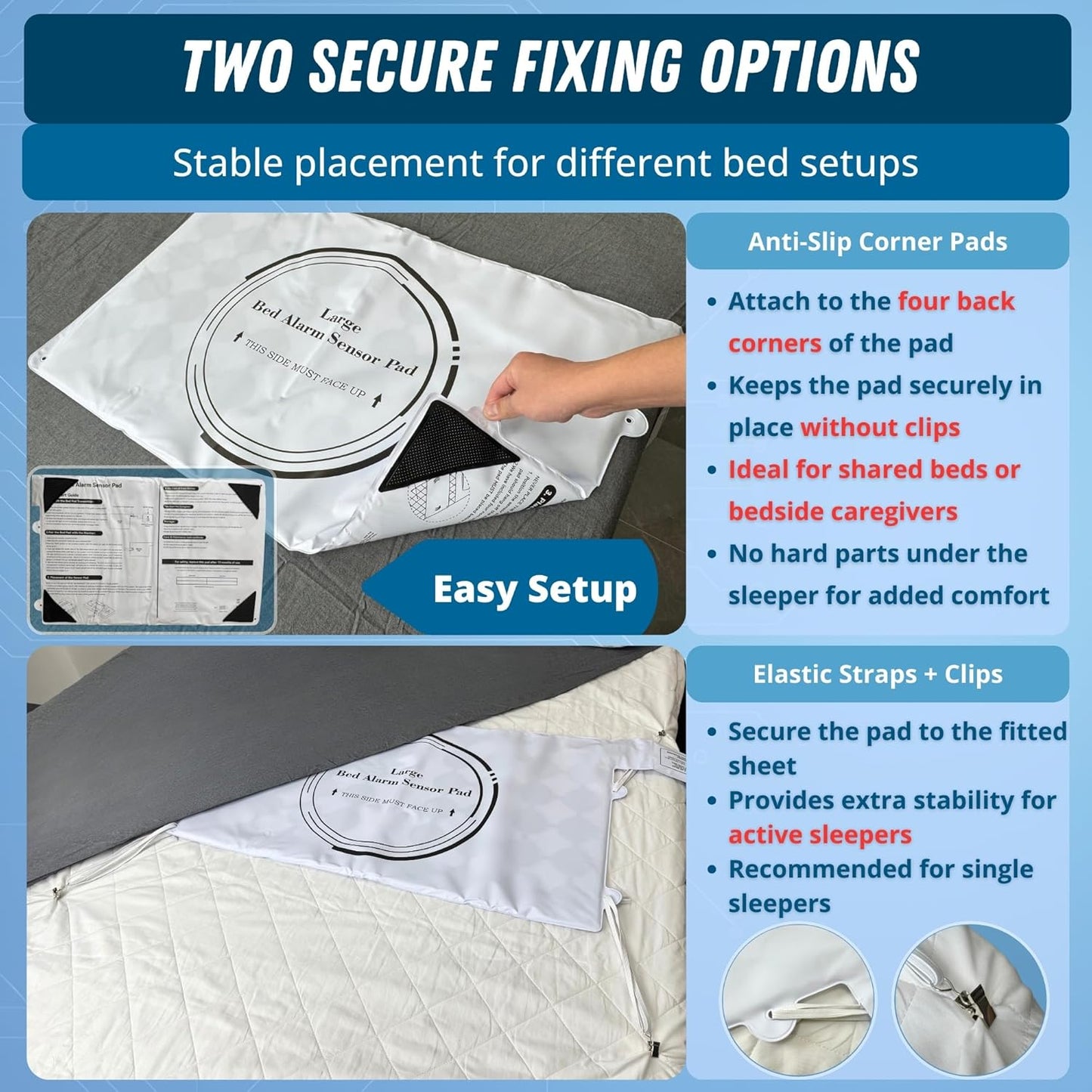 Large Bed Alarm for Elderly Adults – Wireless Bed Alarm Pad (20” x 30”) & Pager – Safety Bed Alarms and Fall Prevention – Dementia & Alzheimers Support, Designed for Nighttime Care