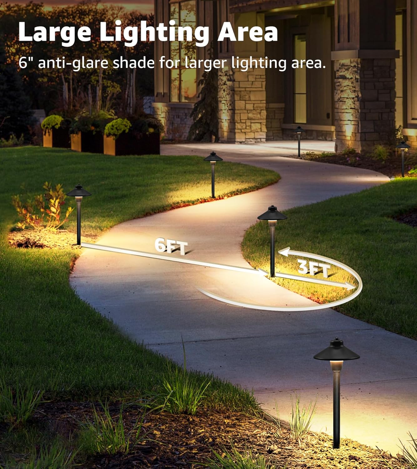 SUNVIE 3W Low Voltage Pathway Lights LED Landscape Lighting Low Voltage Landscape Lights Waterproof Landscape Path Lights 3000K Low Voltage Landscape