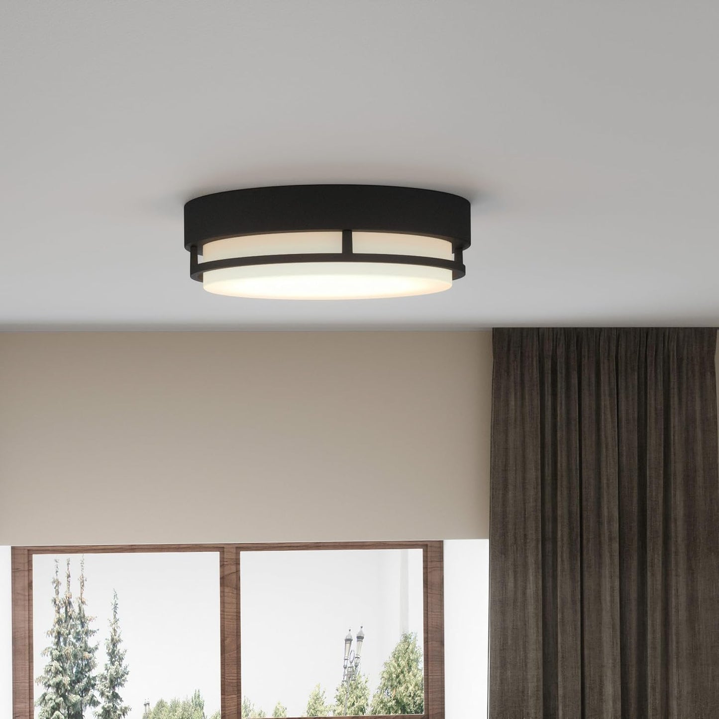 Hale Integrated LED Flush Mount Light, 14-Inch Earth Black Ceiling Fixture, Modern Low Profile Lighting for Hallway, Kitchen, Bedroom 14" W