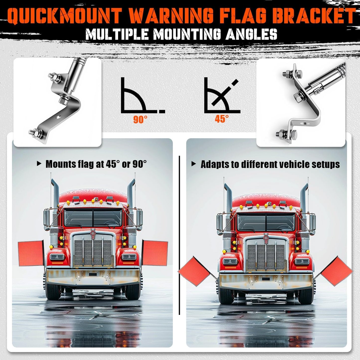 Oversize Load Warning Kit - DOT Compliant Flags & Wide Load Signs for Trucks, Reflective Red Safety Flag with Steel Pole