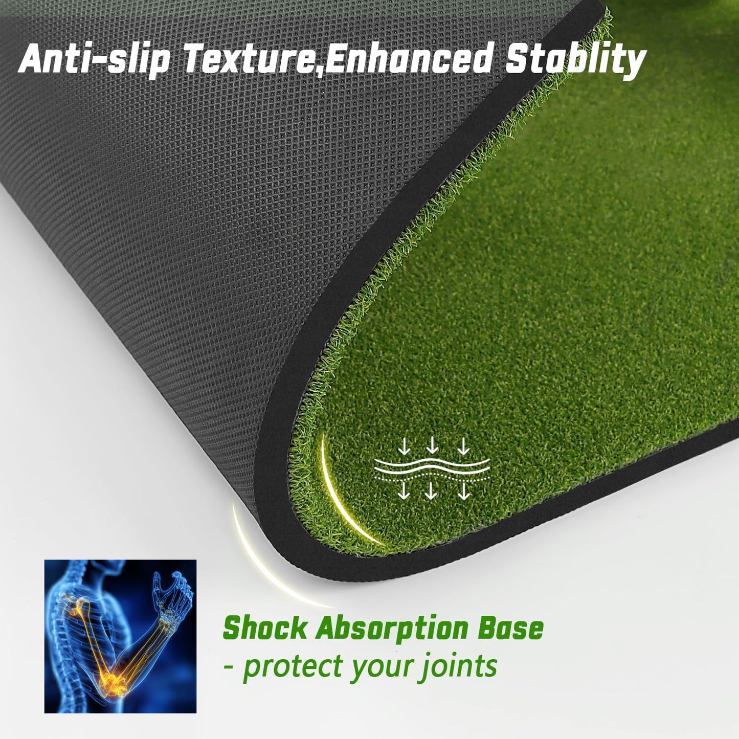 DCQ Golf Hitting Mat with Tee Turf, Extra Large Hitting Area, Practice All Clubs with Full Swing, Golf Mats Practice Outdoor & Indoor, Driving Chipping Putting, Works with Golf Simulators
