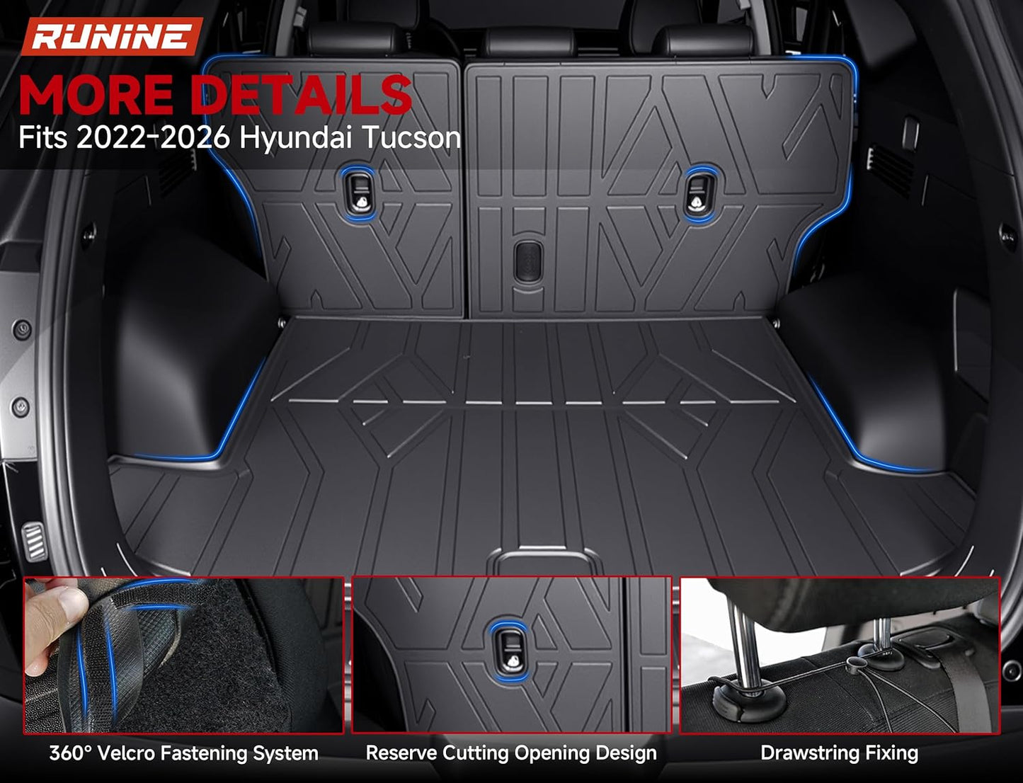 Floor Mats for Hyundai Tucson 2022-2026 (Not for Hybrid & PHEV), 2-in-1 All Weather TPE Floor Liners with Removable Carpet Layer, Custom Fit Waterproof Anti-Slip Car Mats Front & Rear