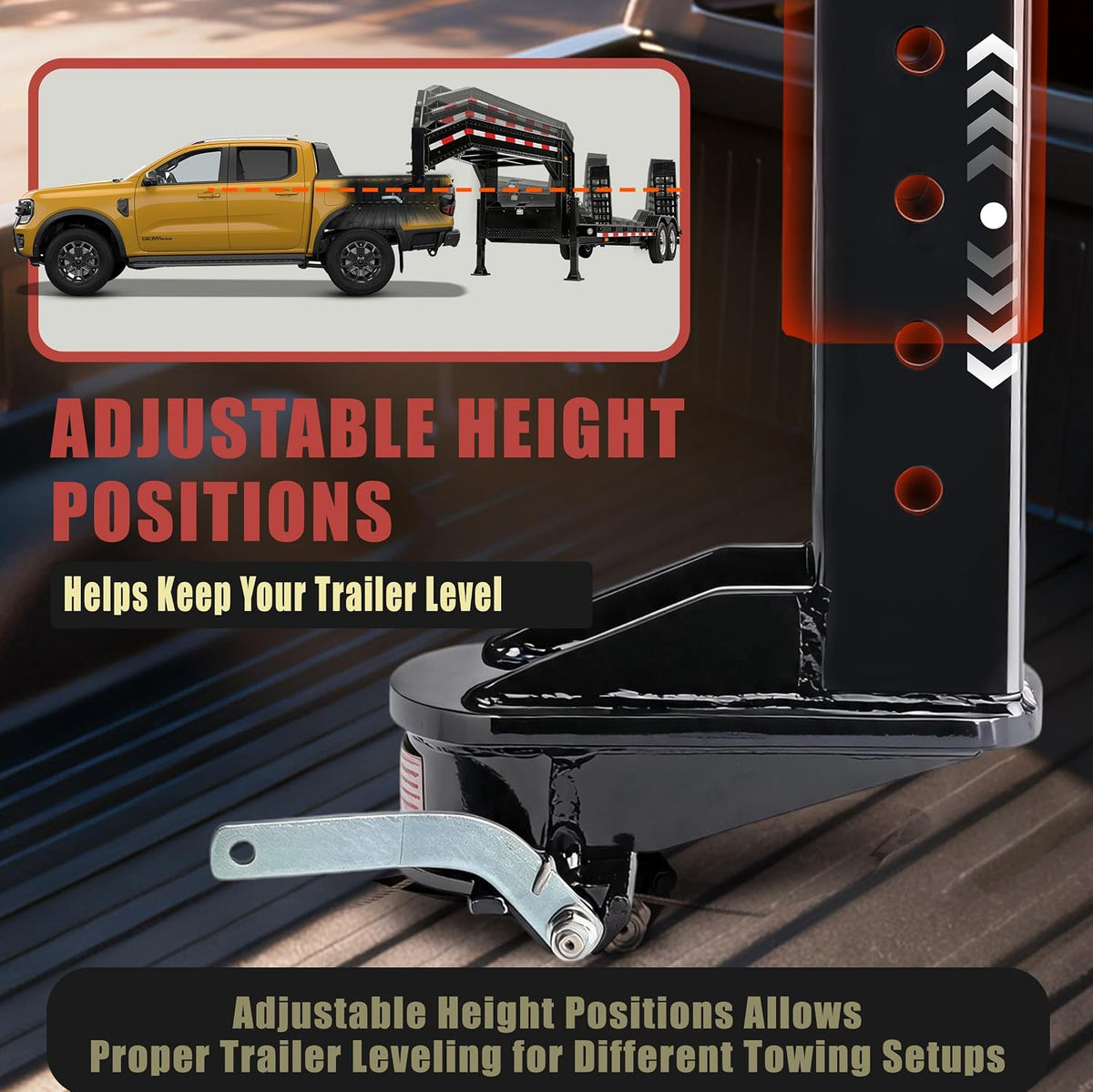 30K Adjustable 8 Inch Offset Gooseneck Trailer Coupler Square