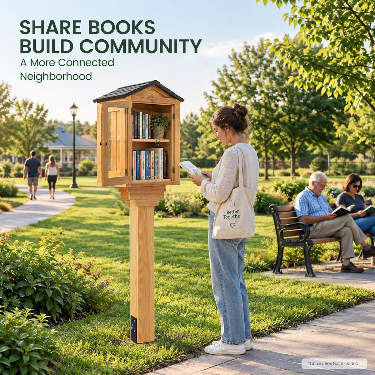 Little Library Mount Kit, No-Dig 4x4 Ground Anchor & Waterproof Wood Post