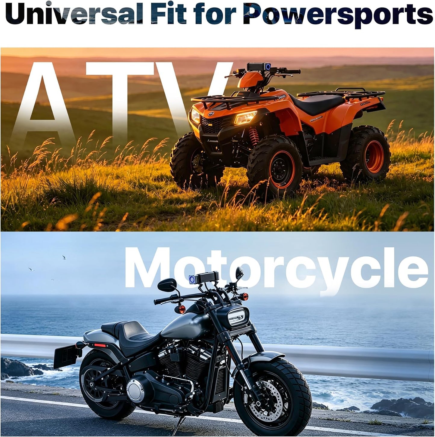 GoHawk Bluetooth Motorcycle Speakers Waterproof Radio Audio System | Built-in Amplifier, Aluminum Sound Bar, RGB Lights, FM Radio/USB, Great for Harley Motorcycle ATV